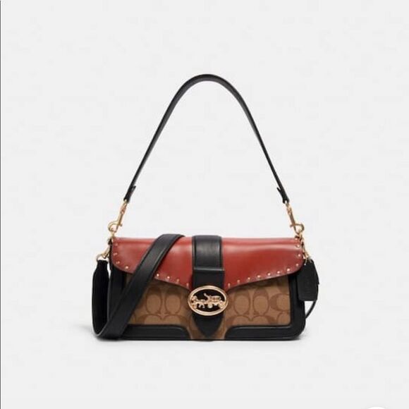 Coach Handbags - Coach Georgie Shoulder Bag In Colorblock Signature Canvas With Rivets 